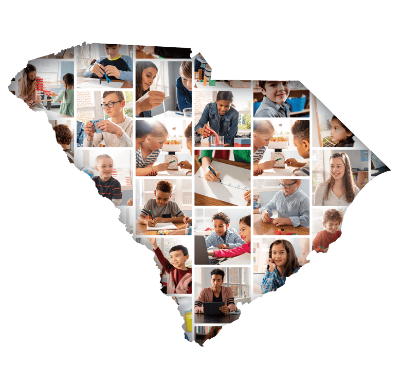 South Carolina - State Outline with Student Photo Grid