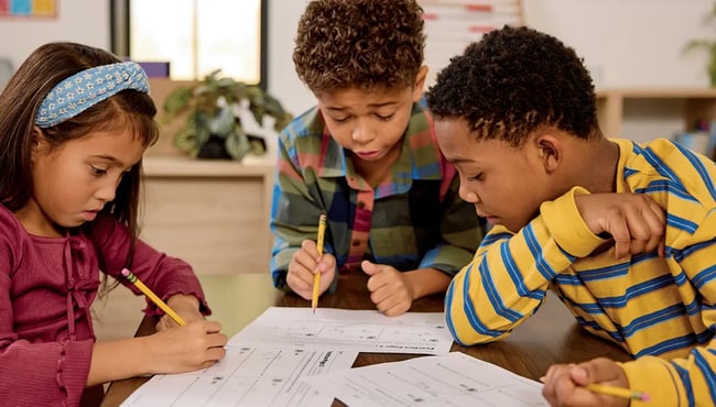 Three students working together on Eureka Math² Pathways to Mastery
