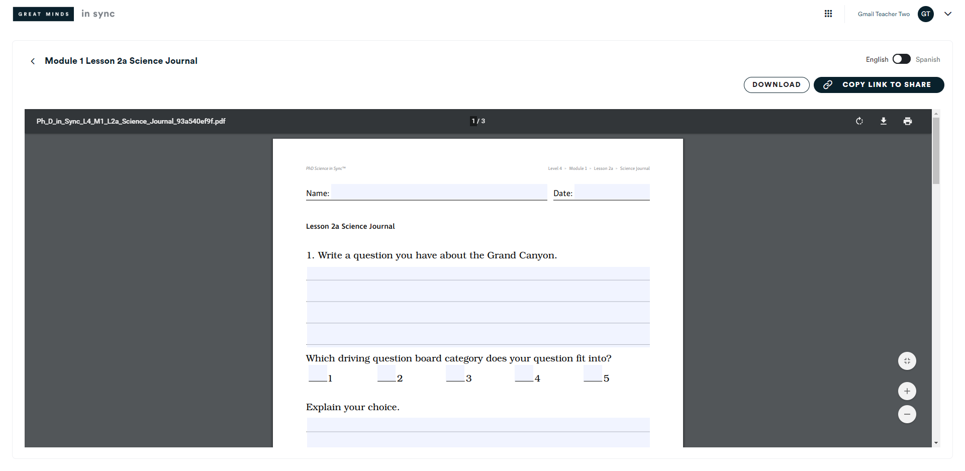 Science Journal English